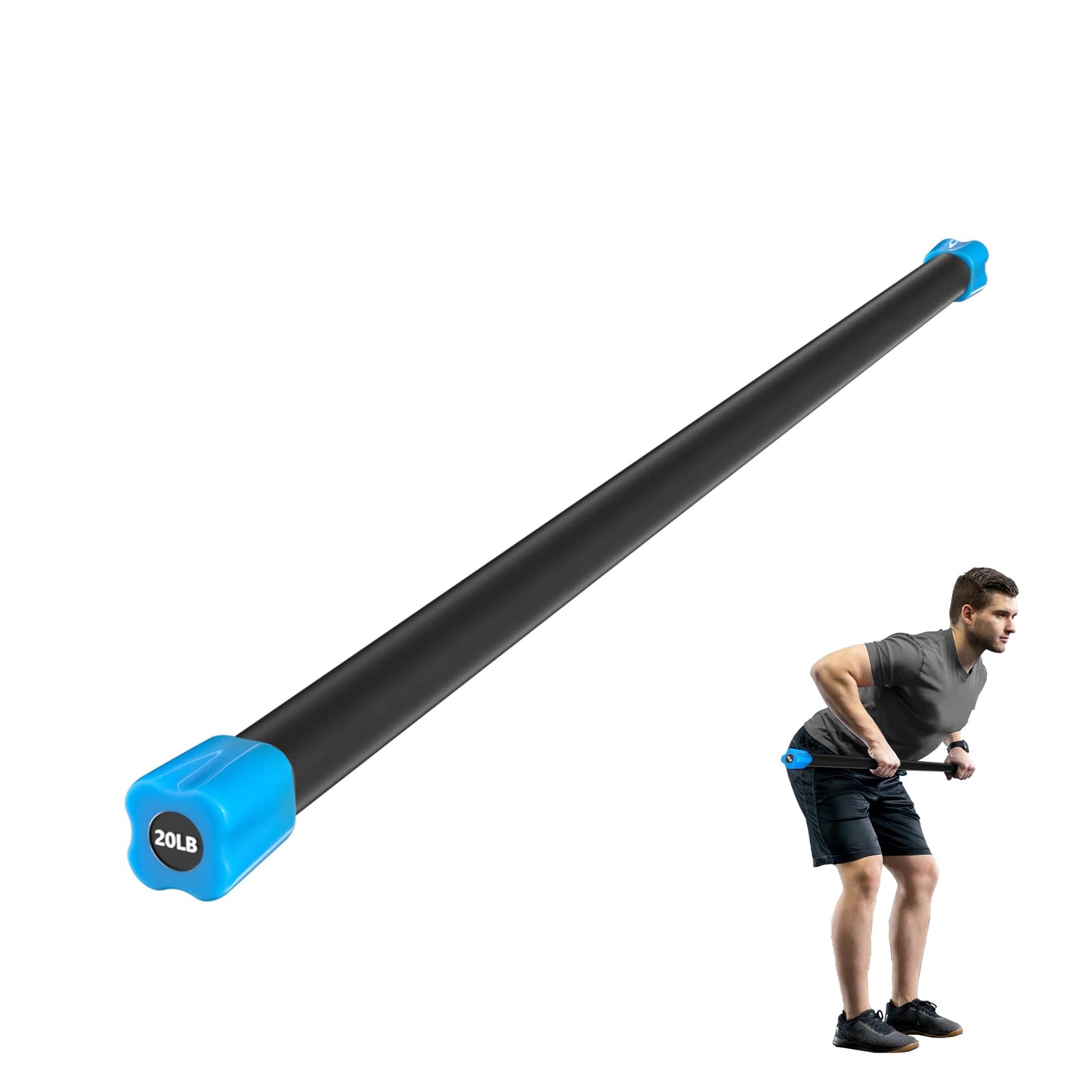 Signature Fitness Total Body Workout Weighted Bar Weighted Workout Bar Weighted Exercise Bar, 20-Pound