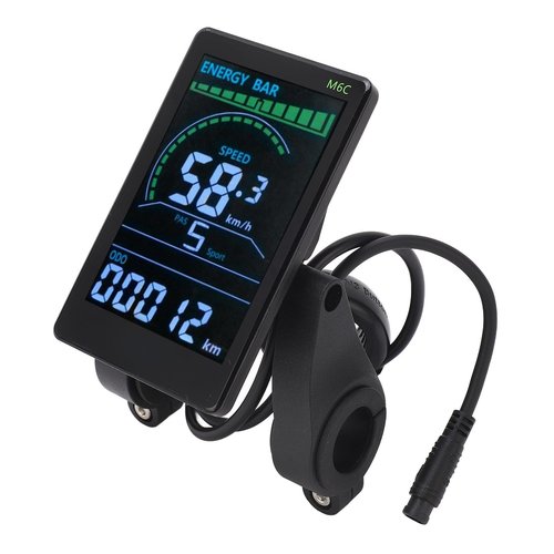 M6C Electric LCD Display Meter ABS, Electric Display Screen Control Panel with 6 Pin Cable Headlight Connector for 24V 36V 48V 60V