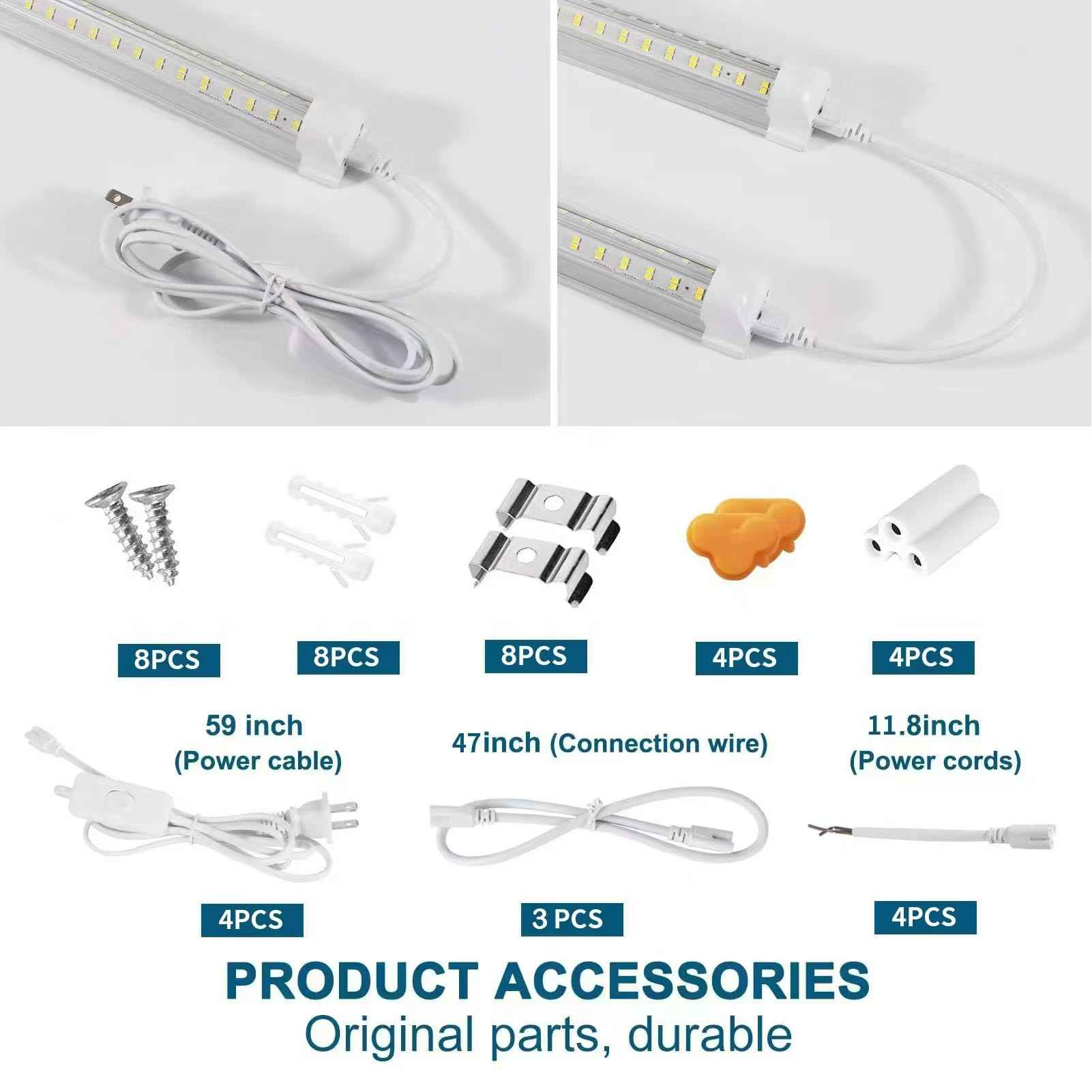 Led Shop Lights,Led Shop Lights 4FT 50W 6500K 7000LM Clear White,Shop Light 4FT 110V Linkable Integrated V-Shape for Shop Garage,Warehouse,Workbench and Workshop Commercial Bay Lighting(4-Pack)