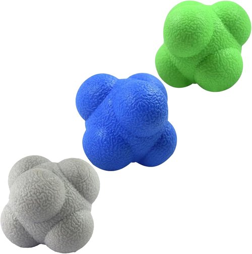 AIRLAXER Reflex Training Reaction Ball - Enhance Hand-Eye Coordination | 2.83 Inch | Pack of 3 (Blue, Grey, Green)