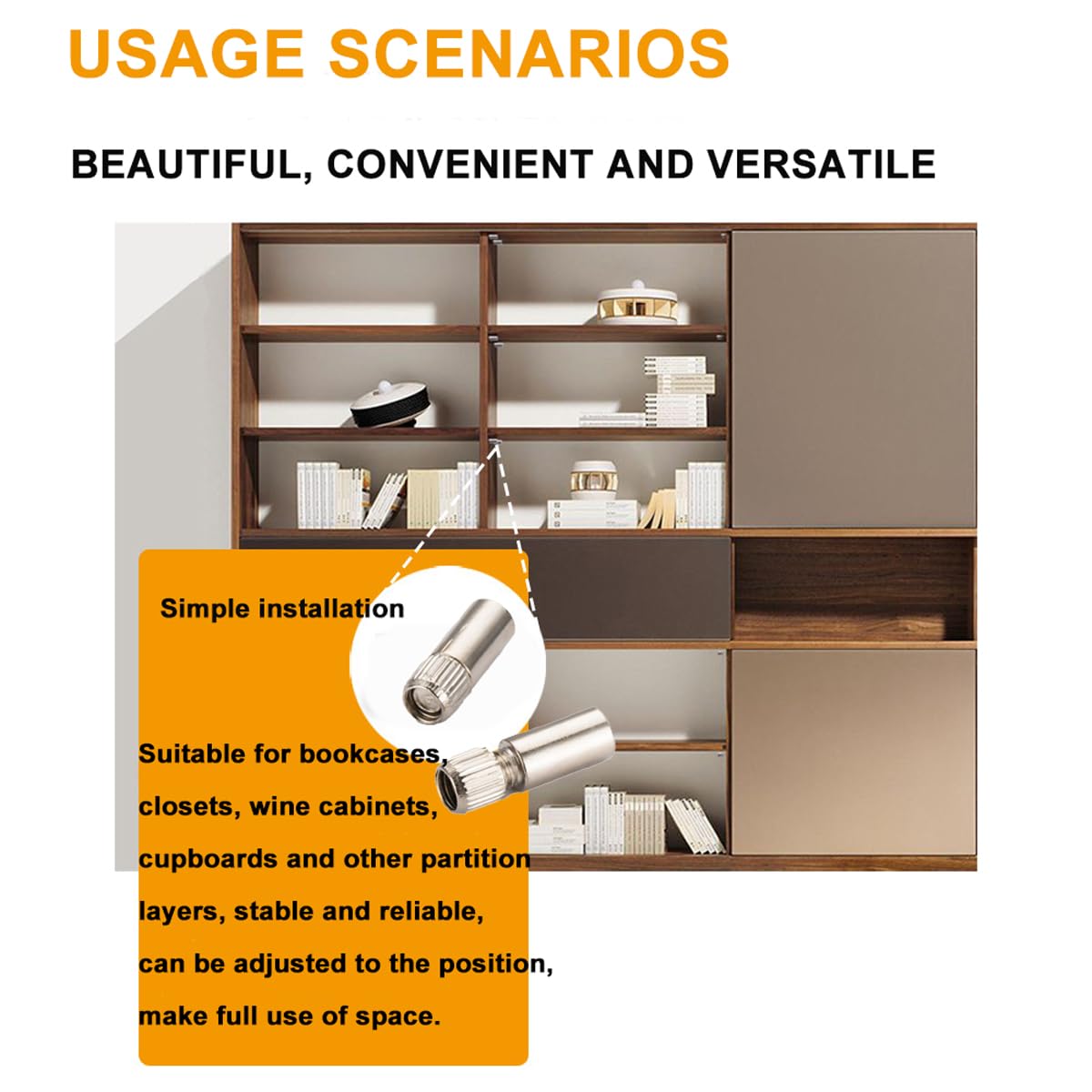 40Pcs 0.31 Inch 8 MM Shelf Support Peg 8mm Shelf Pins Kit Bracket Shelf Holder Replacement Peg for Cabinet Shelf Kitchen Furniture Book Shelves Holder Locking Pins (8mm)