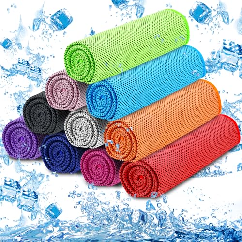 Cooling Towels for Neck & Face - 10 Pack Multicolor Microfiber