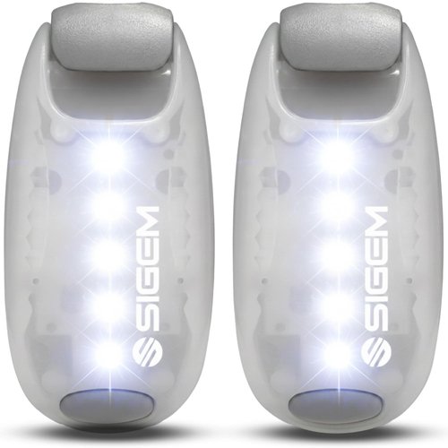 LED Safety Lights + FREE Bonuses | Clip on Flashing Strobe Light High Visibility for Running Jogging Walking Cycling Best reflective gear for Kids Dogs Bicycle Helmet and Bike Tail light (White-White)