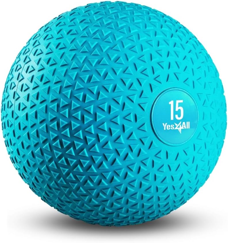 Yes4All Slam Balls - 15lbs Durable PVC Sand-Filled Weighted Ball for Strength Training | Triangle Teal