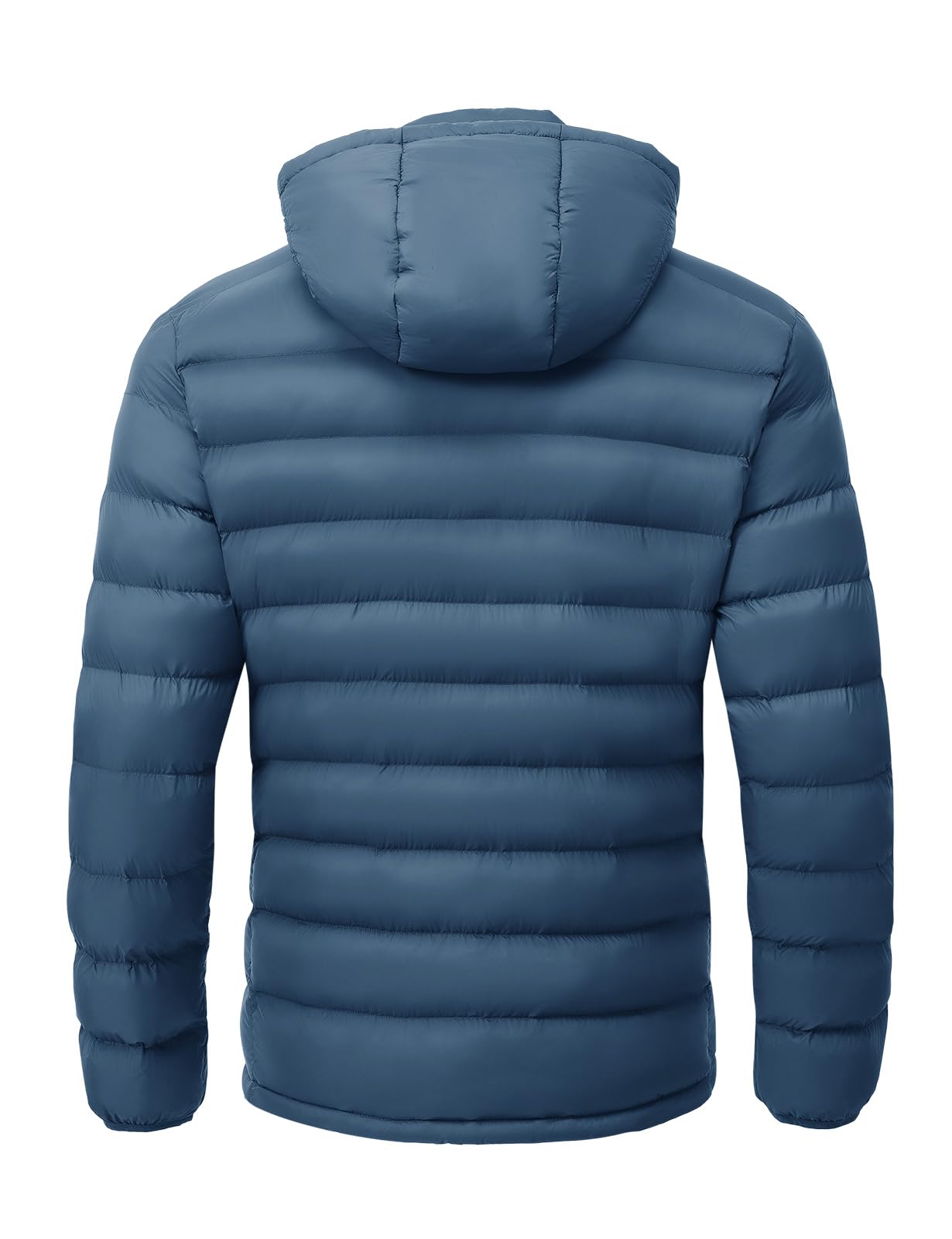 TBMPOY Men's Lightweight Puffer Down Jackets Detachable Hood Water-Resistant Winter Coat Hooded Insulated for Travel Ski Blue M