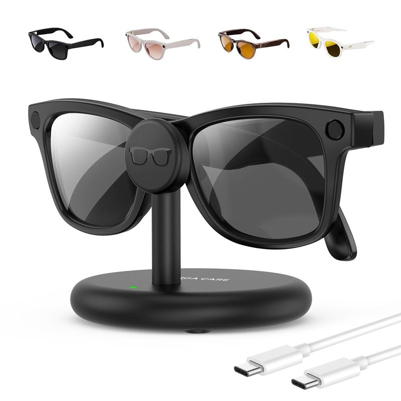 VIRGA CARE Meta Ray-Ban Smart Glasses Charger Stand, Charging Dock for Ray-Ban Meta Wayfarer, Headliner, Skyler Gen 1/2 & Oakley Meta HSTN, USB-C Safe Charging Base with Multi-Protection