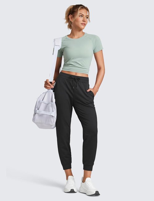 CRZ YOGA Cloud Jersey Joggers - Women's 25" Capri Sweatpants with Pockets for Casual Lounge & Workout