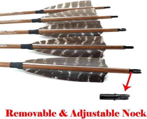 Archery Traditional Arrows - 12PCS Carbon Shafts with Turkey Feathers | 30-32 Inch for Recurve & Compound Bows