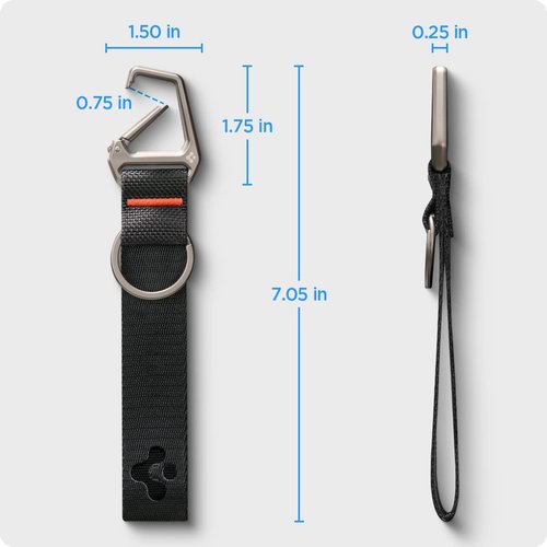 Spigen Life Carabiner Lanyard Keychain Strap for Keys ID Badge Wallet Holder and Everyday Carry Items Wristlet Keychain Ring Carabiner - Black
