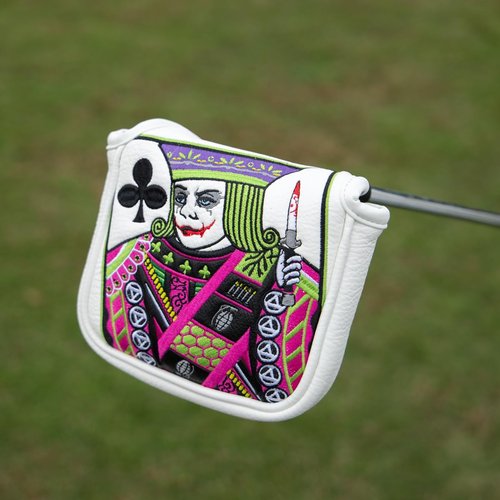 Golf Club Cover Plum Blossom Rider J Driver Covers Fairway Wood Headcover Hybrid Cover Leather 3 Wood Headcovers Mallet Putter Cover Blade Putter Headcover for Most Brand (for Mallet Putter)