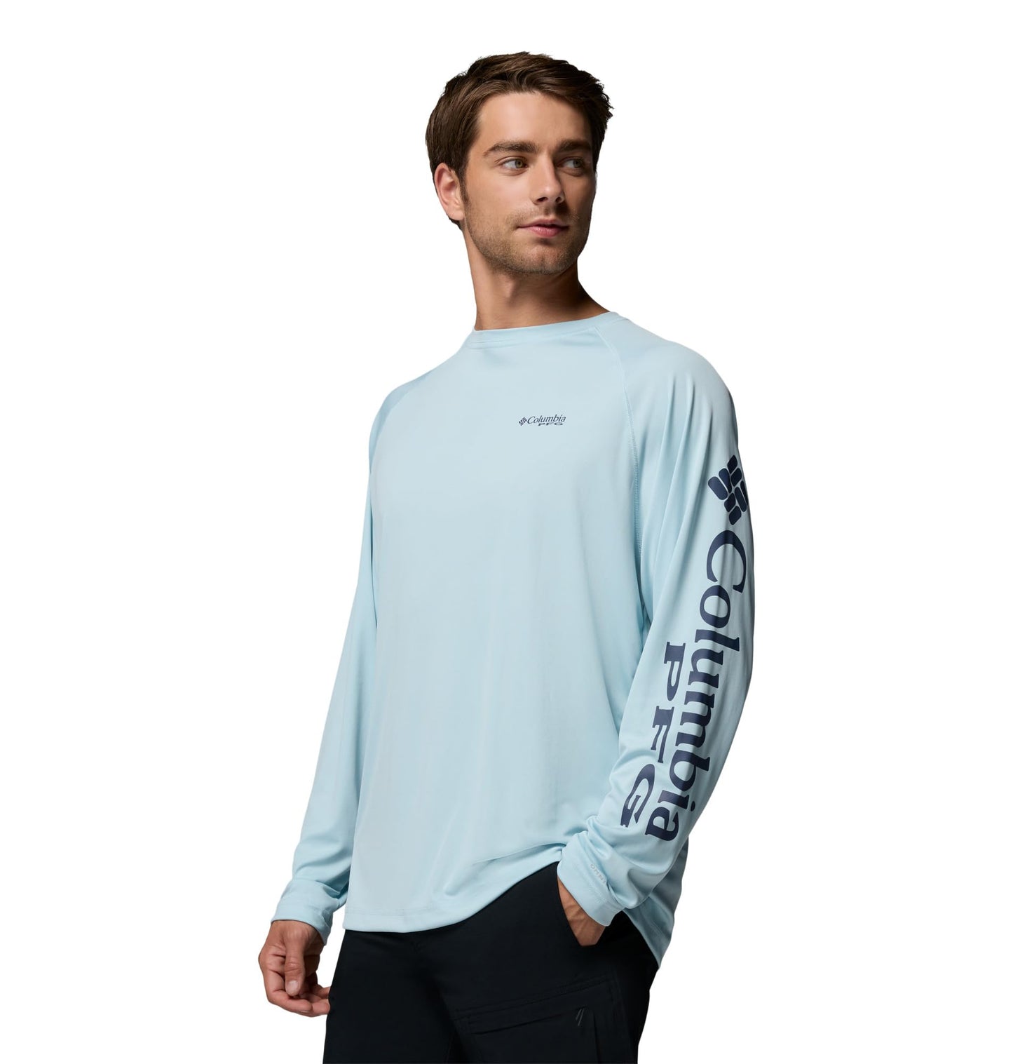 Columbia Men's PFG Terminal Tackle Long Sleeve Fishing Shirt, Marine Light/Nocturnal Logo, 3X