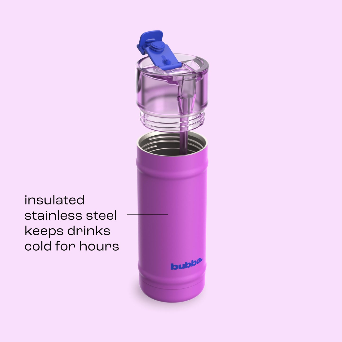 bubba 18 oz Dualsip Insulated Stainless Steel Water Bottle with Straw - Reusable, Leakproof, Lightweight, Dishwasher Safe, Lead-Free and BPA-Free, Moodbooster