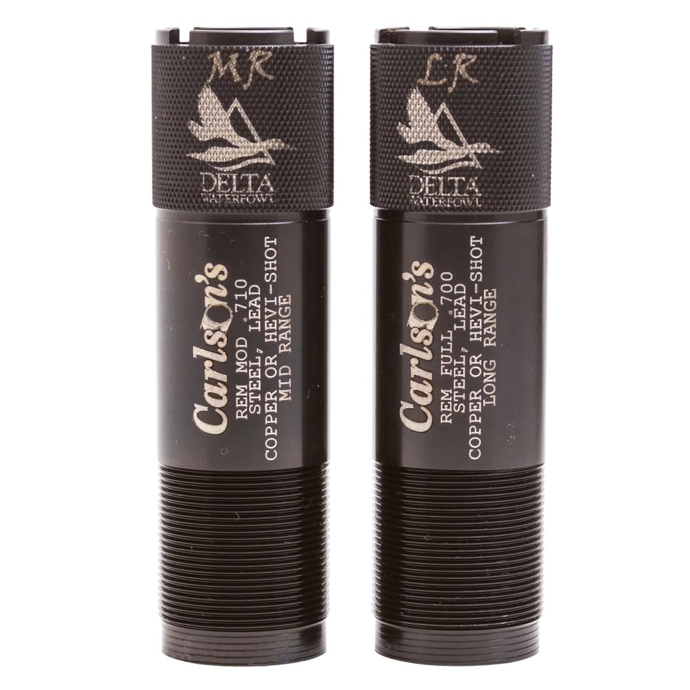 Carlsons Choke Tubes 12 Gauge for Remington [ 2 Pack | Mid Range & Long Range ] Blued Steel | Delta Waterfowl Choke Tube | Made in USA