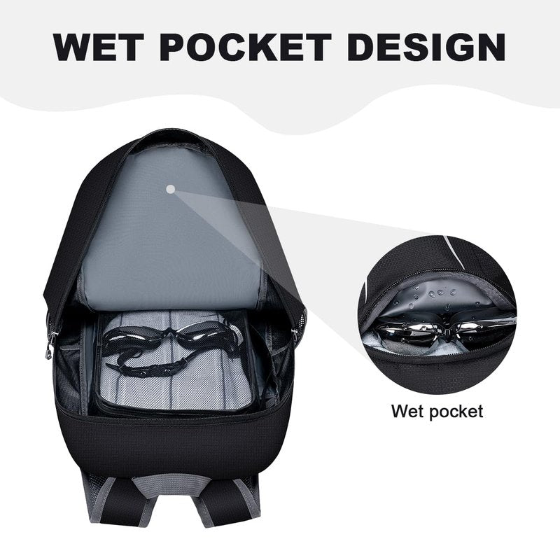 MIYCOO Backpack - Ultra Lightweight Packable Backpack for Travel Camping, 20L Hiking Back Pack Waterproof Foldable Daypack for Men Women Black