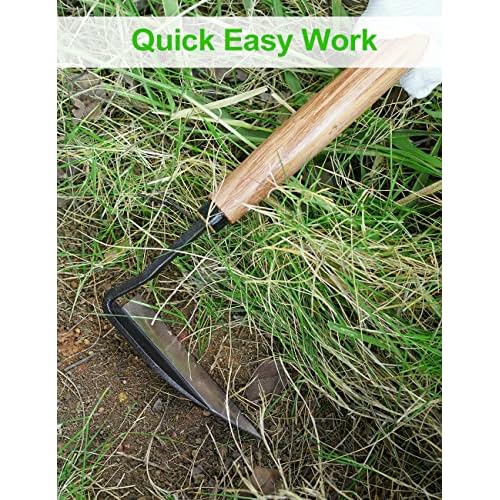 TOYPOPOR Japanese Weeding Sickle Hoe, Gardening Tools, Weed Remover, Hand Weed Cutter, Kama Twisted Scythe with High Carbon Steel Blade for Cutting Grass, Soil loosening, harvesting, Digging