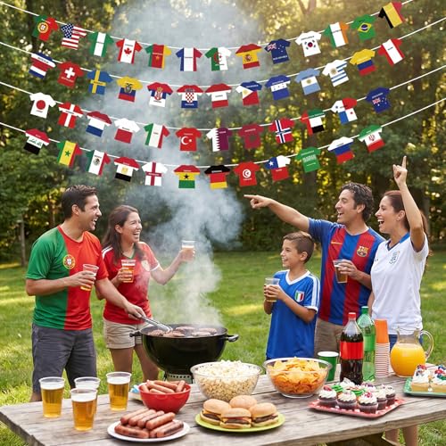 Soccer Jersey Flag Bunting Banner - 50 Country String Flags