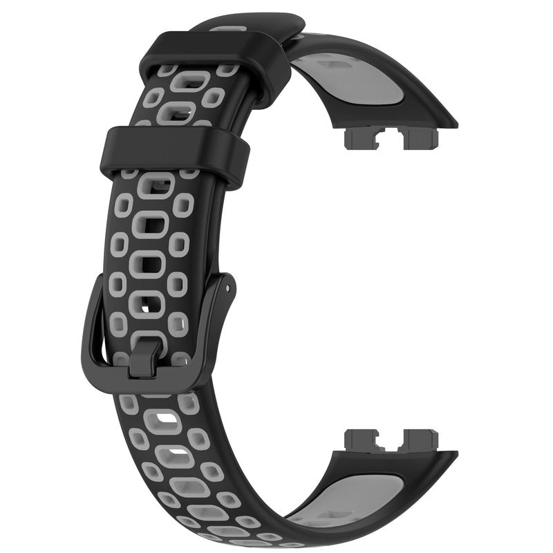 Disscool Replacement Adjustable Wrist Bands Compatible with Huawei Band 10/10 NFC/9/9 NFC/8/8 NFC, Soft Silicone Wrist Strap with Quick Release for Man Women(Black+Grey)