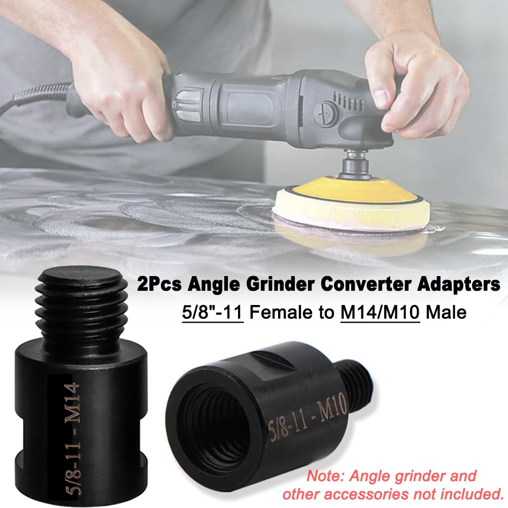 Saipe 2Pcs Angle Grinder Converter Adapters 5/8"-11 Female to M14/M10 Male, Attachments Interface Connector Thread for Polisher Drill Bit Connecting Tool