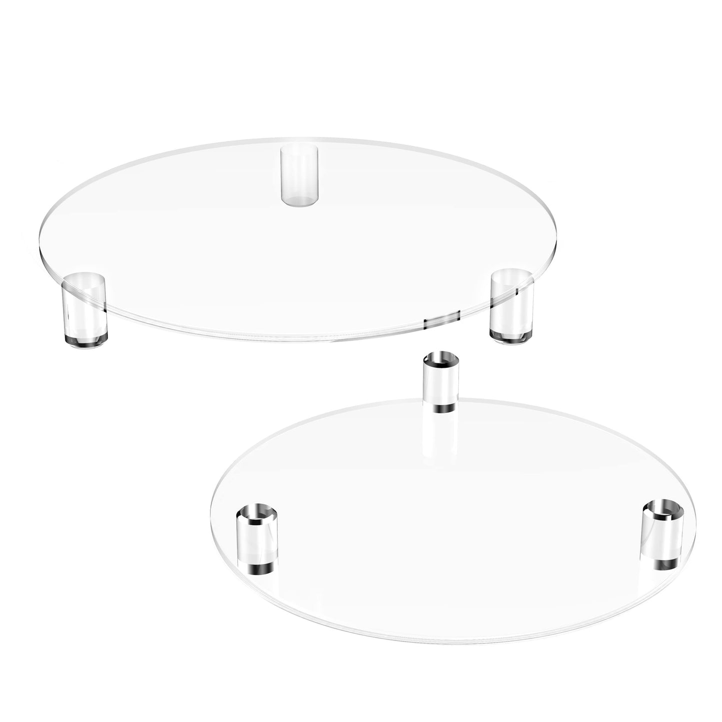 SVENJBB Clear Round Pedestal Riser Board 7 Inch 2-Pack, Decorative Acrylic Display Stand for Home and Kitchen Counter Décor, Waterproof Display Tray for Plants and Bathroom