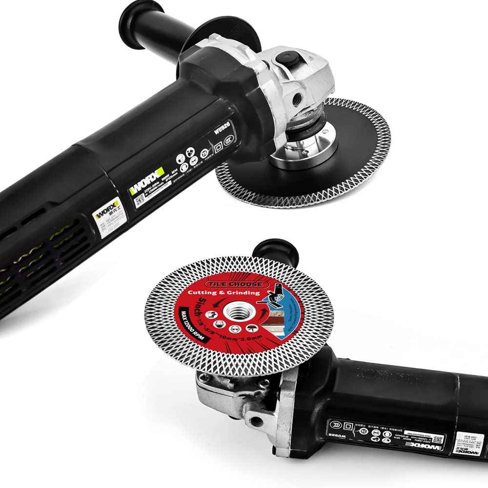 Diapro 5" Tile Turbo Saw Blade Diamond Blade with 5/8"-11 Arbor for Cutting and Grinding Porcelain Tile Granite Marble…