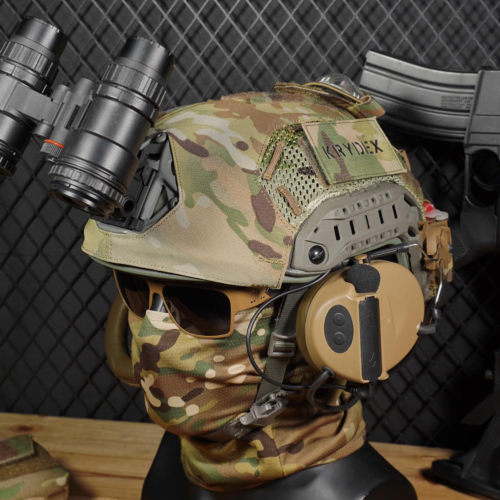 KRYDEX Helmet Cover for Fast Helmet Size M L/XL Maritime Helmet Airsoft Paintball Helmet (Camo, M)
