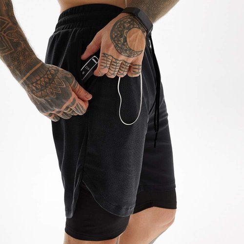 JWJ Men's 2-In-1 Workout Running Shorts - Lightweight Athletic Gym Shorts with Compression Liner | 7 Inch