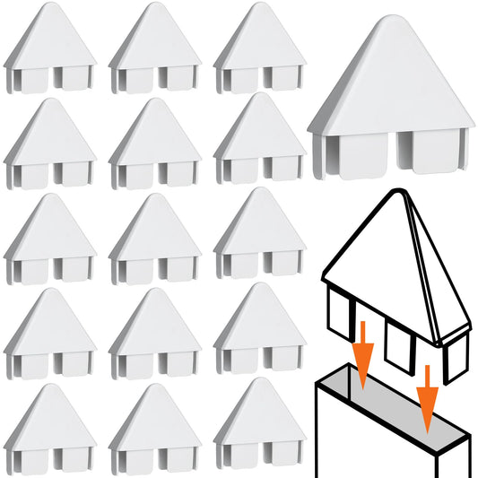 Pelopy 8 Packs Vinyl Picket Fence Caps 7/8" x 3" Vinyl Picket Fence Parts White Post caps for Outdoor Garden (Pointed Style)