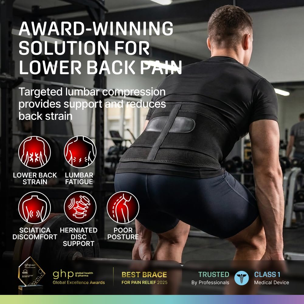 Modvel Lower Back Brace for Men and Women – Back Support Belt for Pain Relief, Herniated Disc, Sciatica, Scoliosis – Lumbar Compression Brace.