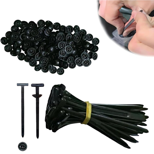 100Pcs Nylon Universal Cable Tie Buckle, 2025 New Heavy Duty Self-Locking Nylon Zip Ties Holder, Multipurpose Plastic Cable Ties Tool for Car Daily Repair Quick Fix