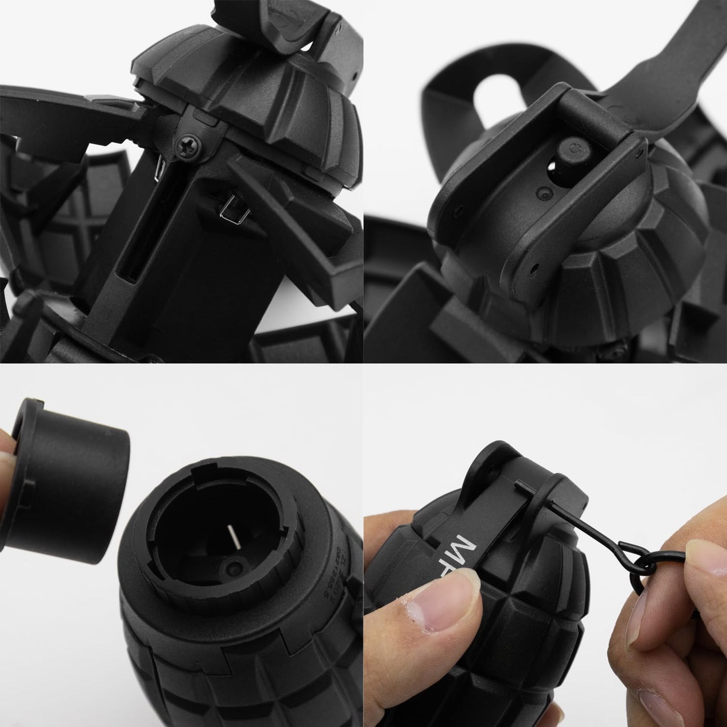 Zhongren Airsoft Tactical Grenade Plastic CS Battle Game Toy Dummy Hand Grenades Model Pull Ring Toys for Age 14+ (MF-36-BK)