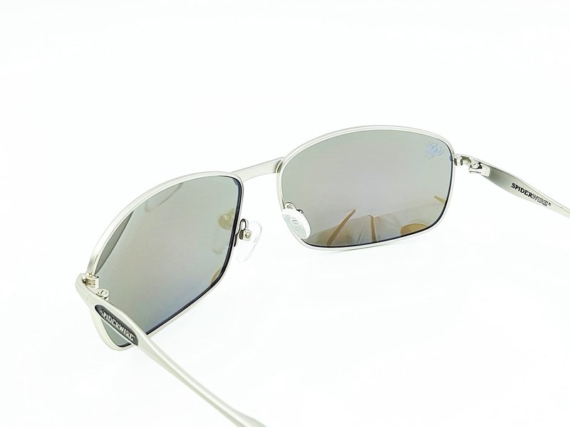 Spiderwire SPW006 Polarized Fishing Sunglasses, Matte Silver/Smoke/Blue Mirror