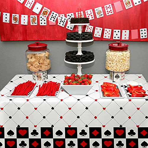 Casino Theme Tablecloths - 2 Pack Disposable Poker Covers, 51x86in