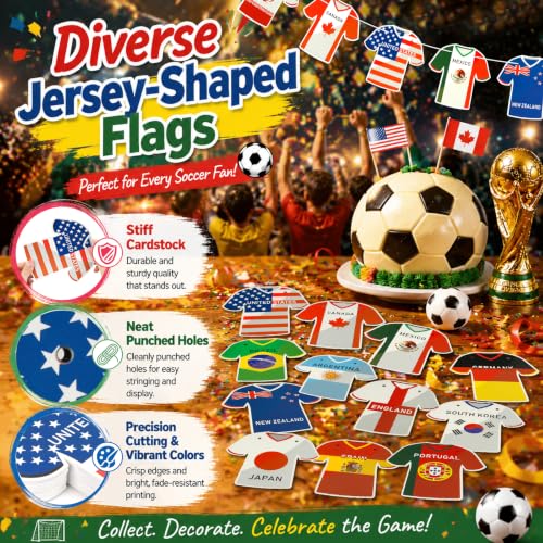 World Cup Jersey-Shaped Flag Banners - 48 Country Decorations