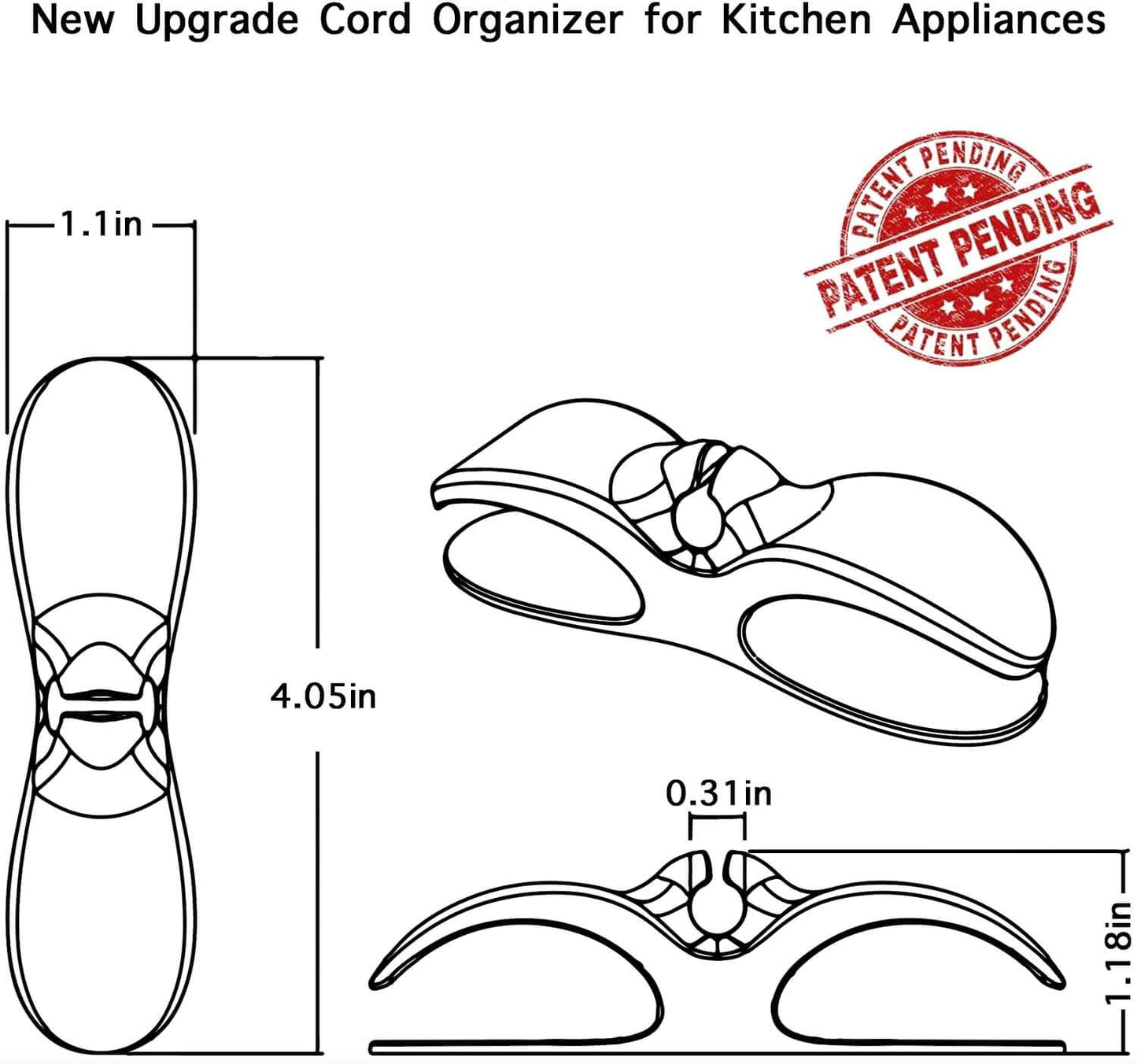 AFunCrafter Cord Organizer for Kitchen Appliances - Clear Cable Wrapper Holder Winder Keeper Wrap, Stick On Mixer