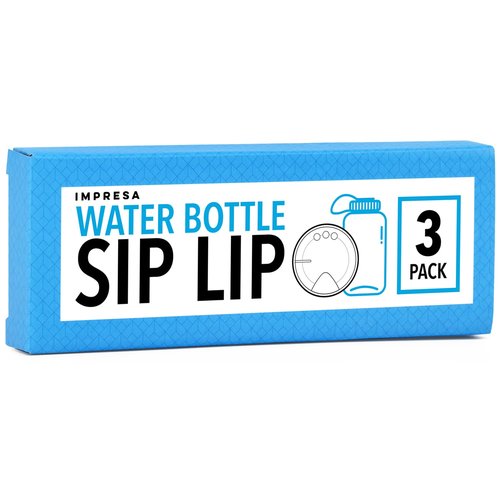 Impresa Silicone Wide Mouth Water Bottle Splash Guard - Compatible with Nalgene Wide Mouth Water Bottles - 3-Pack, Black - Drinking Spout & Sip Insert