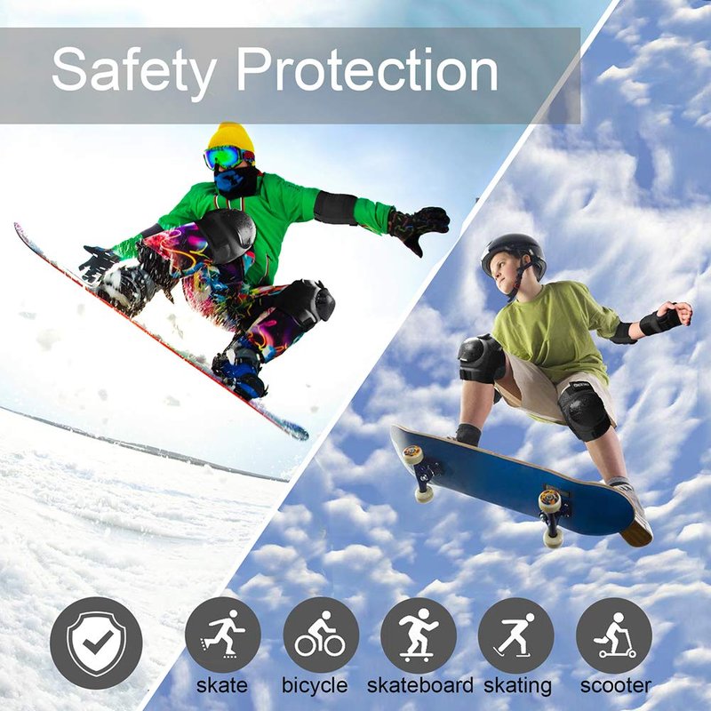 Adult-Youth-Kids Knee-Elbow-Pads Wrist-Guards - Skateboard Roller Inline Ice Skate BMX Bike Scooter Protective Gear Set