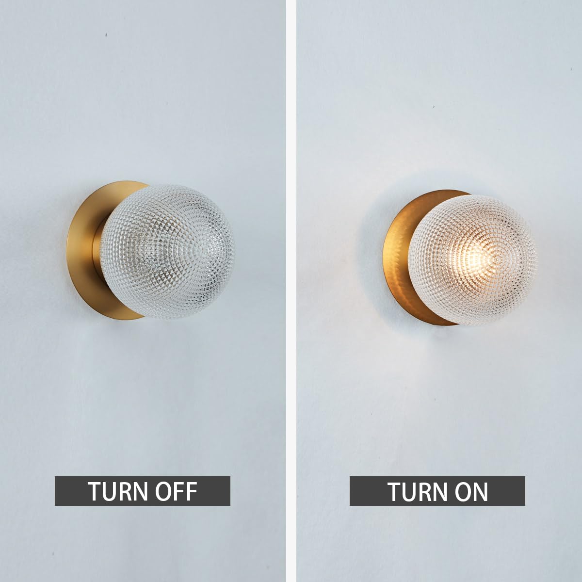 Antique Brass Globe Glass Prismatic Wall Sconce, Elegant Textured 6 Inch Dia Wall Mount Light, Decorative Wall Fixture for Entryway, Hallway, Bedroom, Living Room