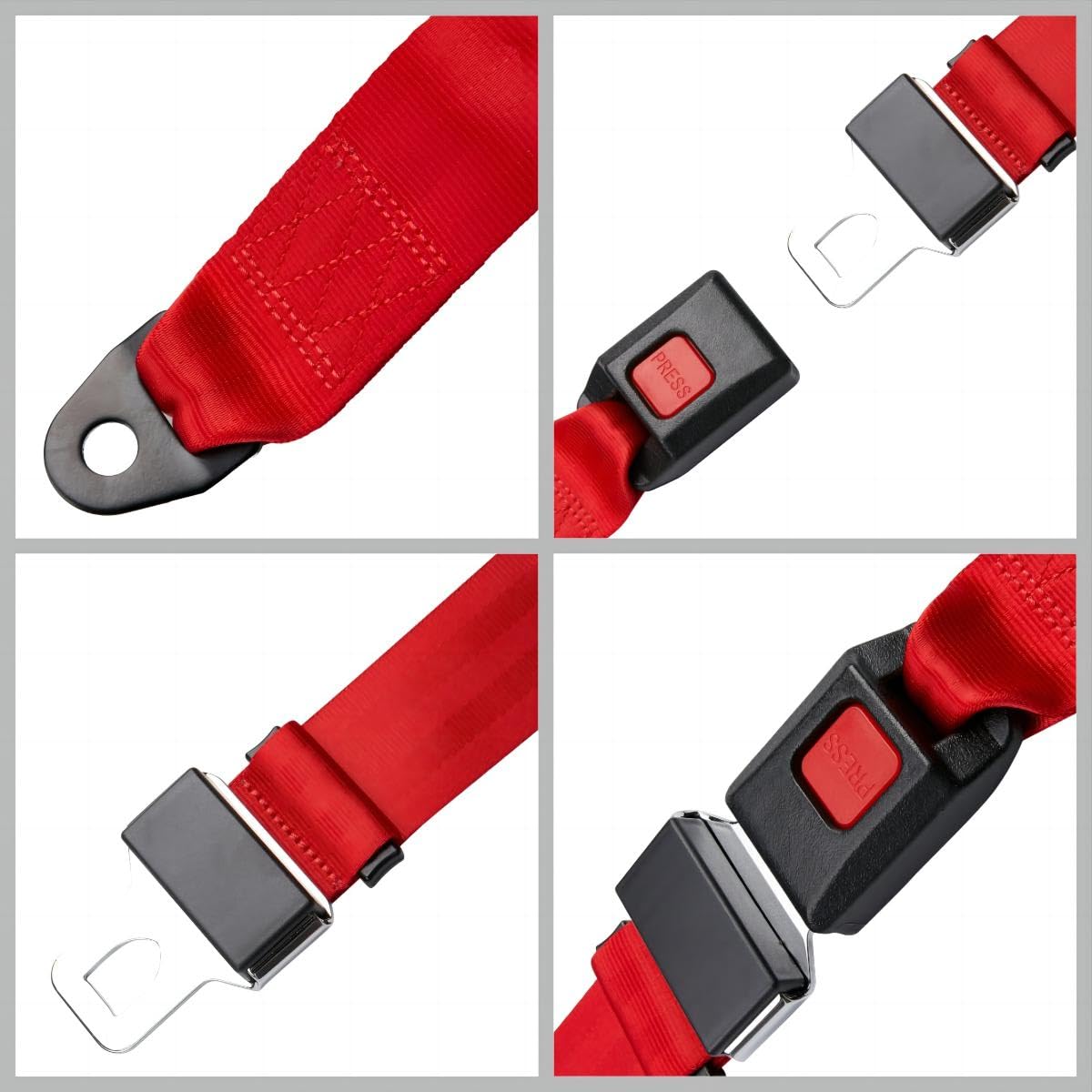 ROSSROLLA Red Color Golf Cart Seat Belt Kit Set of 2, Fits Most Golf Carts, EZGO, Yamaha, UTV, Front/Rear Seatbets, Universal, 2 Pack