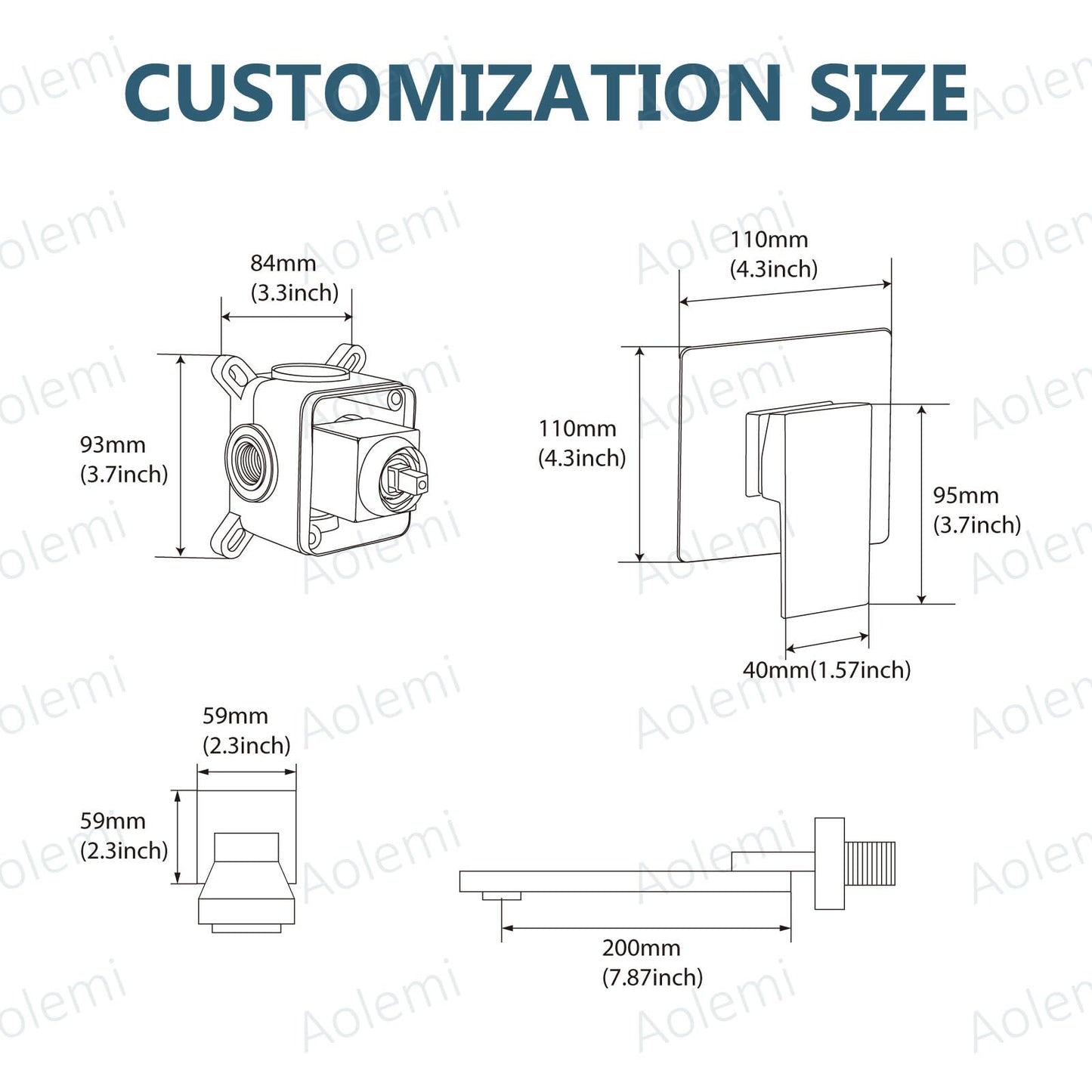 Aolemi Matte Black Wall Mount Bathtub Sink Faucet Tub Filler with Extra Long Rotating Tub Spout One Hole Single Handle Rough-in Valve Included Bathroom Basin Mixer Tap, B0BFWTPCMB