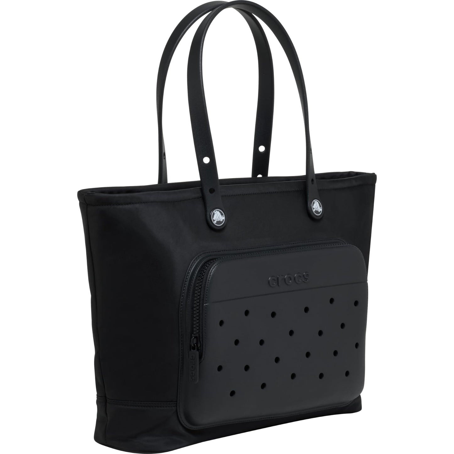 Crocs Nylon Tote Bag, Personalize with Jibbitz Charms, Black, Large