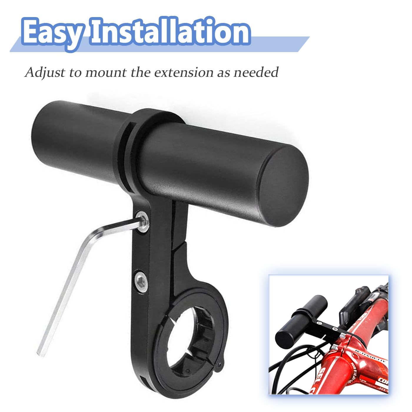 Mesee Bike Handlebar Extender Bicycle Handlebar Clamps Extension Mount Holder Aluminum Alloy Single Clamp Cycling Bracket for Bike LED Light, GPS, Speedometer
