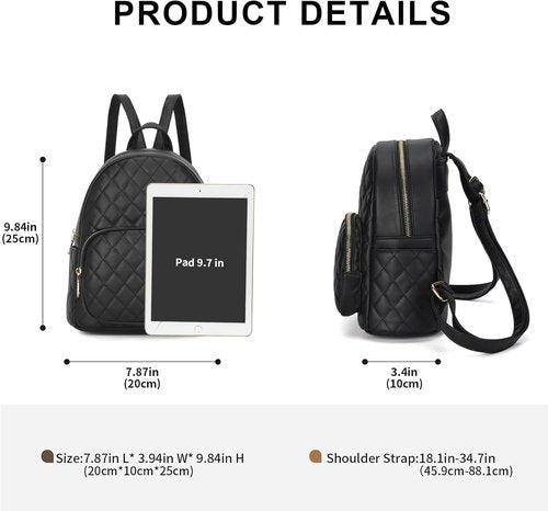 KL928 Mini Backpack - Quilted PU Leather Satchel for Women | Stylish Casual Daypack in Small Size
