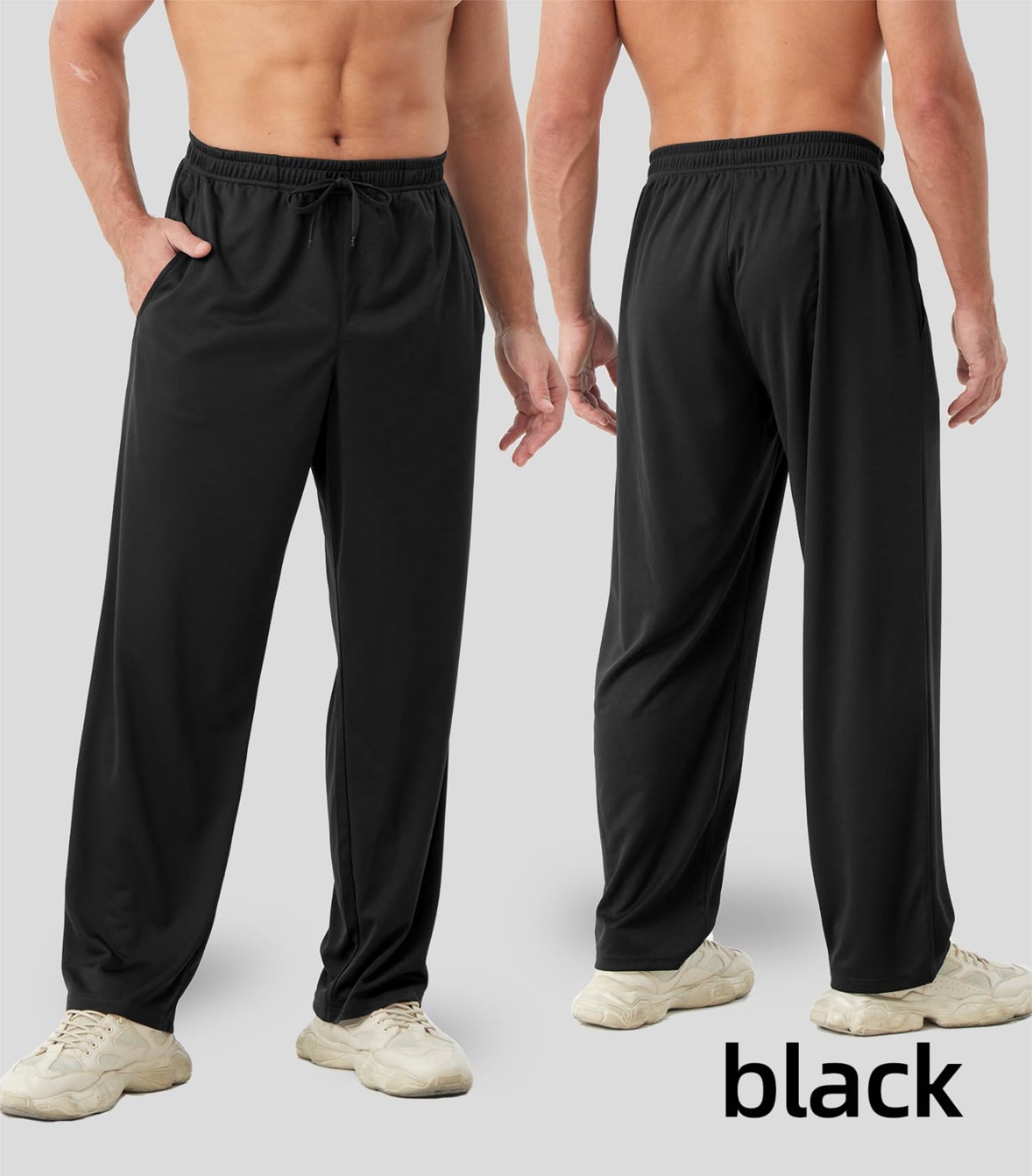 DWUGD’L Men's 3-Pack Lightweight Loose Fit Joggers with Pockets, Breathable Mesh Athletic Sweatpants for Training, Gym & Casual(Set 3: L)