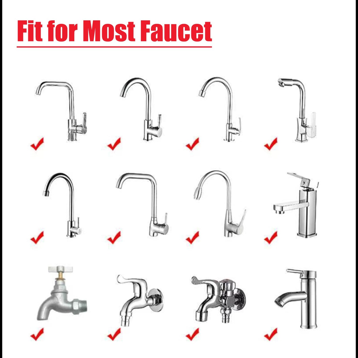 7Pcs Sink Water Filter Faucet with Cartridges, Universal 360 ° Rotating Kitchen Faucet Water Filter Removes Fluoride Heavy Metals Hard Water Compatible with Most Bathroom/Kitchen/Laundry Sink Faucets