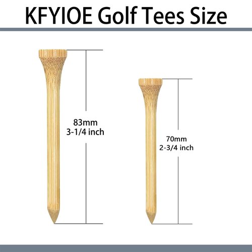 KFYIOE 300Pcs Bamboo Golf Tees, 2 3/4 & 3 1/4 Inch Dual Sizes - Unbreakable Wooden Tees for Men, Eco-Friendly Golf Accessories for Golfers