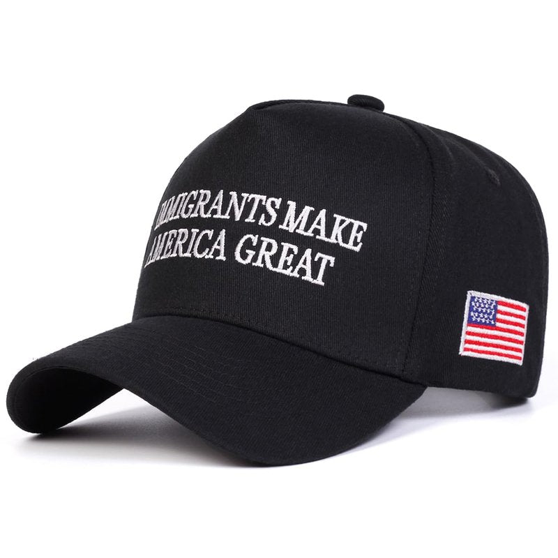 SPKTCHEN Immigrants Make America Great Embroidered Baseball Cap Adjustable Classic Mens Trucker Hat Black