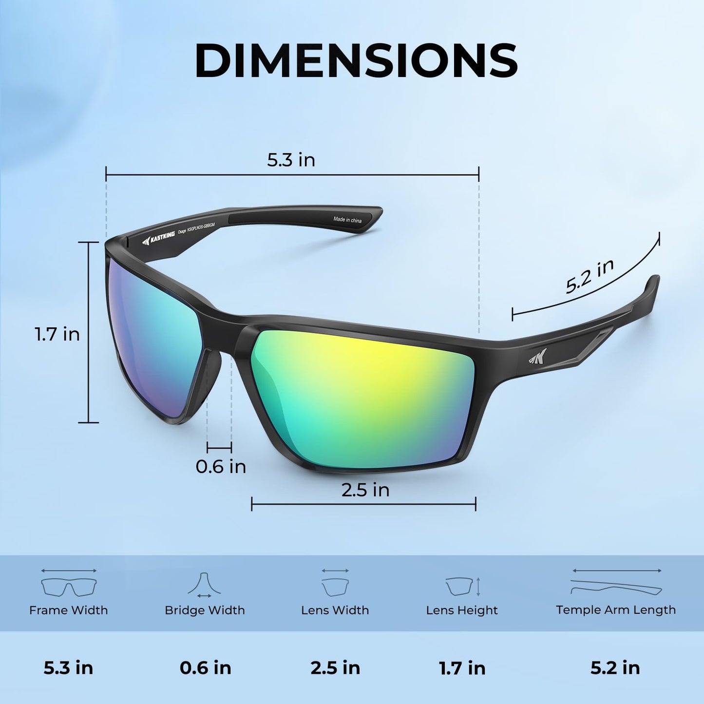 KastKing Osage Polarized Sport Sunglasses for Men and Women, Wrap Design