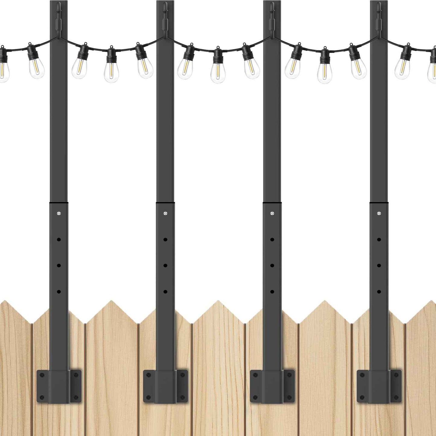 Mutovlin 4 Pack String Light Poles,2.8 Ft Light Poles for Outside String Lights,Outdoor Lights Pole with Fork,Metal Poles Stand for Patio Deck Backyard