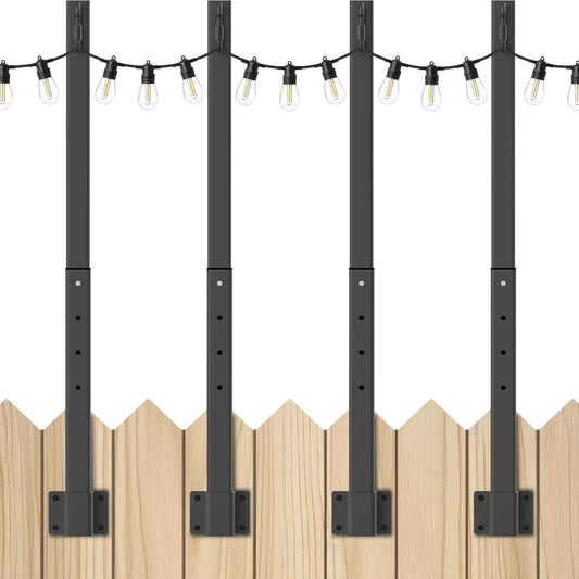 Mutovlin 4 Pack String Light Poles,2.8 Ft Light Poles for Outside String Lights,Outdoor Lights Pole with Fork,Metal Poles Stand for Patio Deck Backyard