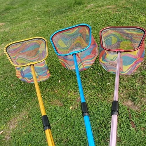 Lanboon Kids Telescopic Fishing Net 3-Pack Triangular Beach Nets with Aluminum Pole